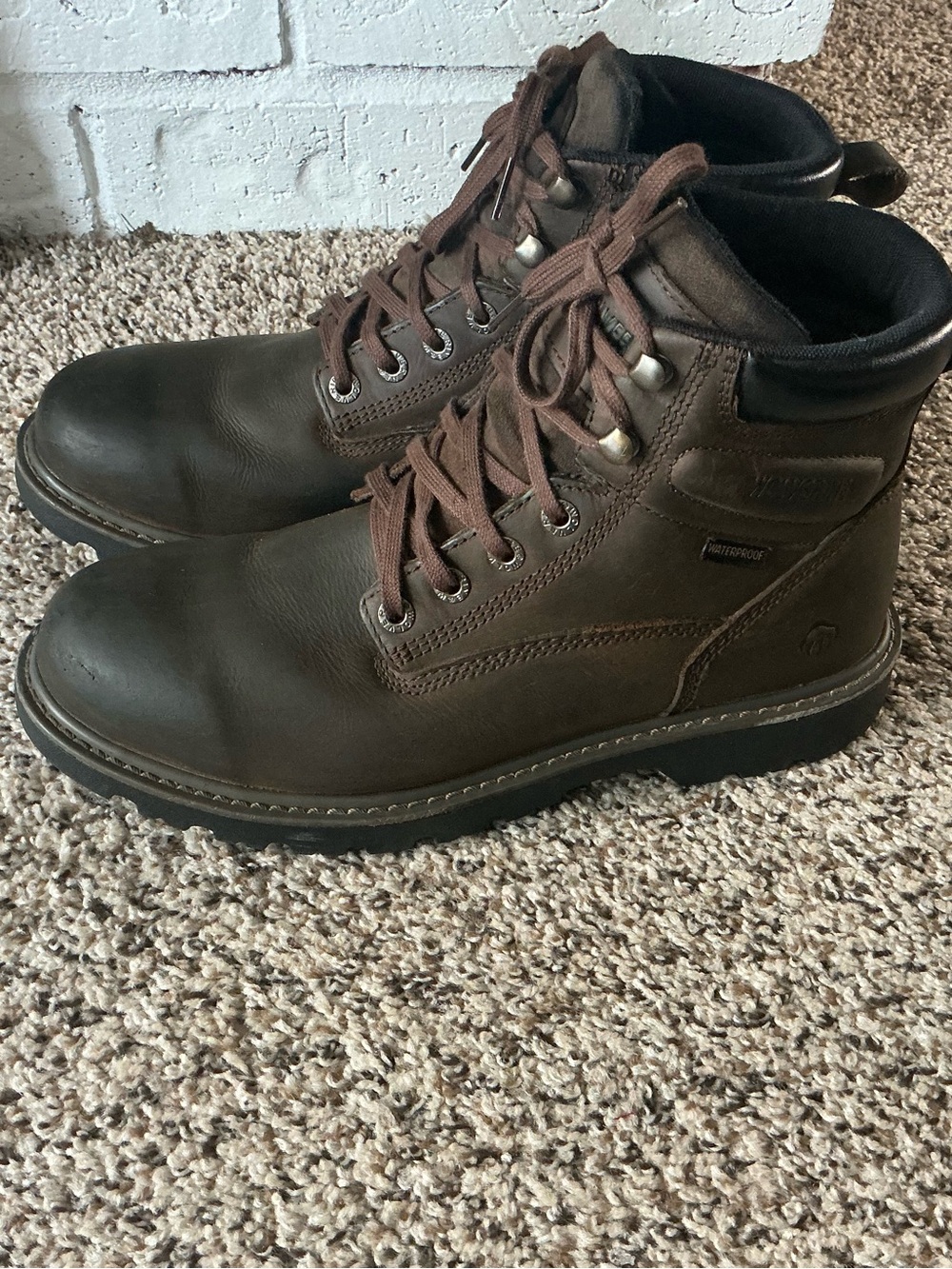 Wolverine Brown Leather Lace-Up Work Boots